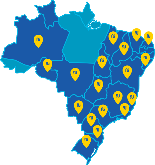 Mapa do Brasil com os pontos de representação Novopé